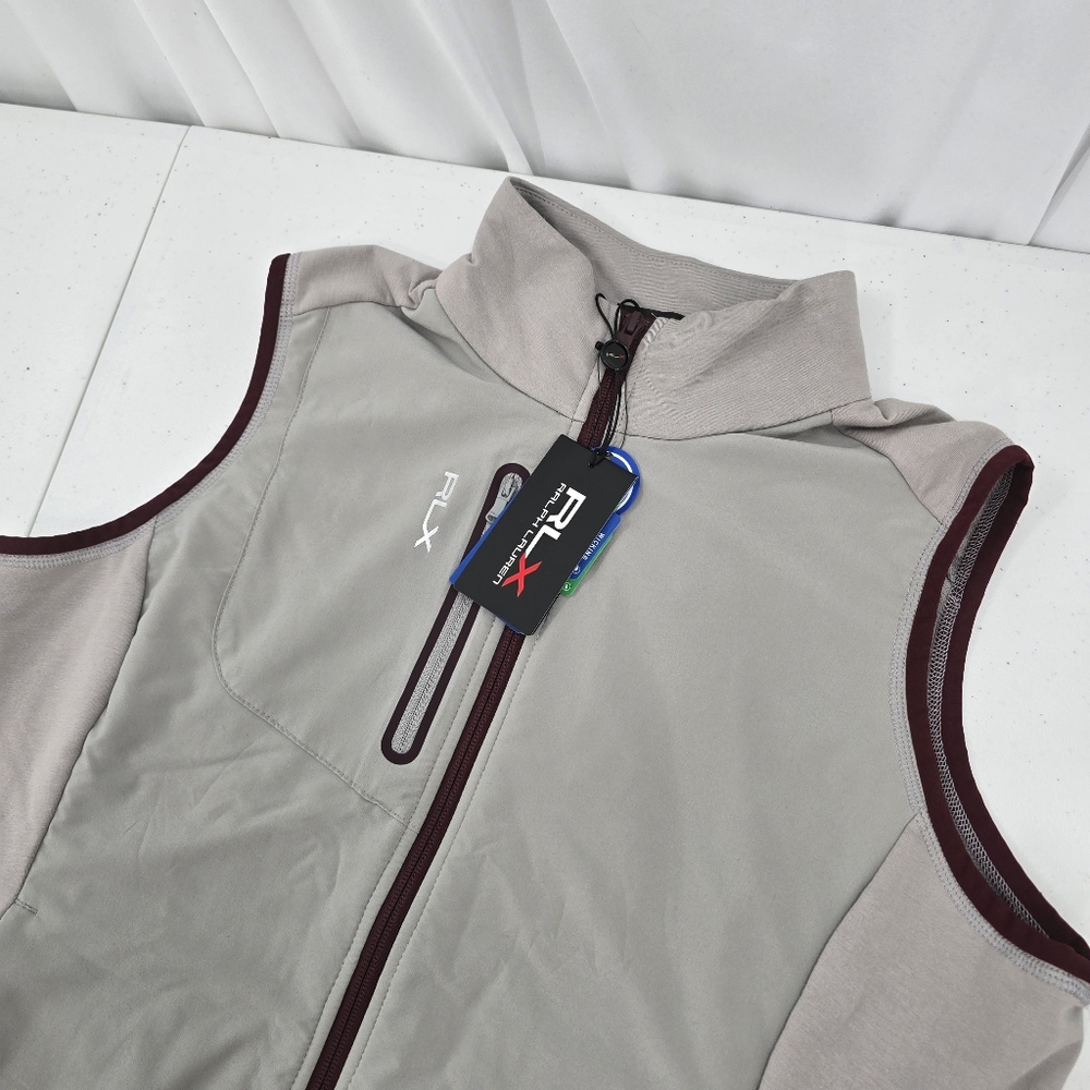 NWT RLX Ralph Lauren Women's Golf Concept Full-Zip Vest Size‎ Large Gray Maroon.